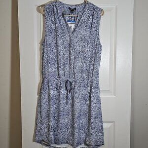 Hilary Radley Blue White Speckled Lightweight Lined Sleeveless Tunic Dress 10